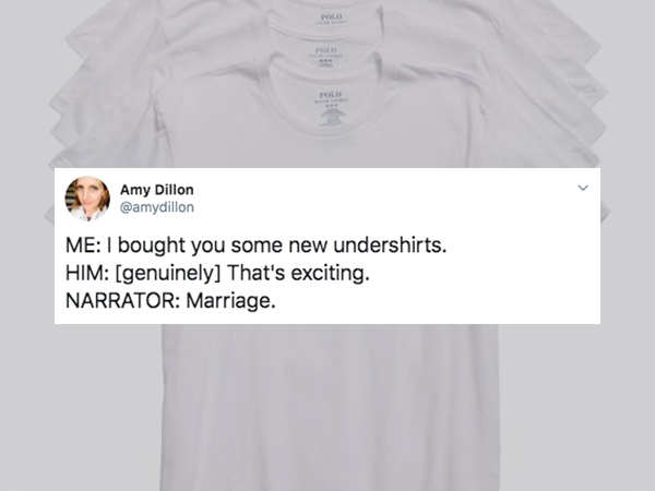 sleeve - Amy Dillon Me I bought you some new undershirts. Him genuinely That's exciting. Narrator Marriage.