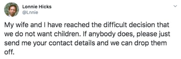 marc anthony tweet to trump - Lonnie Hicks My wife and I have reached the difficult decision that we do not want children. If anybody does, please just send me your contact details and we can drop them off.