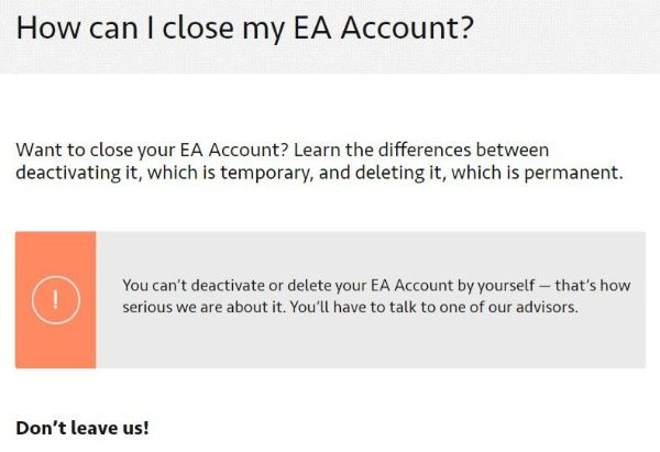 “The fact that to eliminate your account you have to talk to them.”