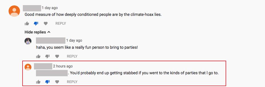 number - 1 day ago Good measure of how deeply conditioned people are by the climatehoax lies. 1b 41 Hide replies 1 day ago haha, you seem a really fun person to bring to parties! i 41 2 hours ago You'd probably end up getting stabbed if you went to the ki