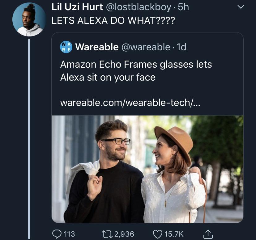 black twitter - Lets Alexa Do What????  Amazon Echo Frames glasses lets Alexa sit on your face