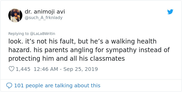 dr. animoji avi look. it's not his fault, but he's a walking health hazard. his parents angling for sympathy instead of protecting him and all his classmates 1,445