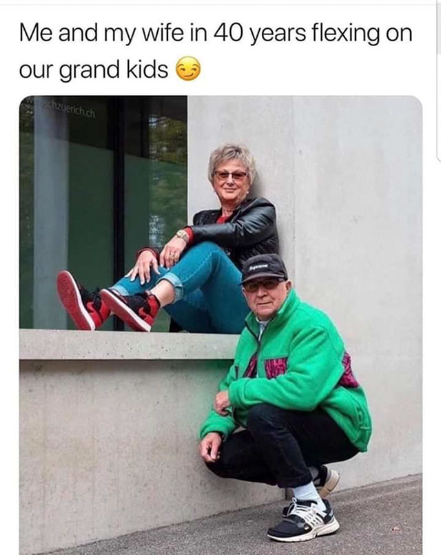 me and my wife flexing on our grandkids - Me and my wife in 40 years flexing on our grand kids haverichch
