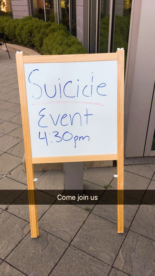 signage - Suicide Event pm Come join us