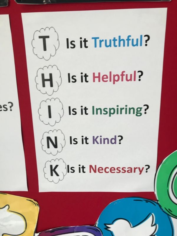 cartoon - T Is it Truthful? H Is it Helpful? es? Is it Inspiring? N Is it Kind? K Is it Necessary?