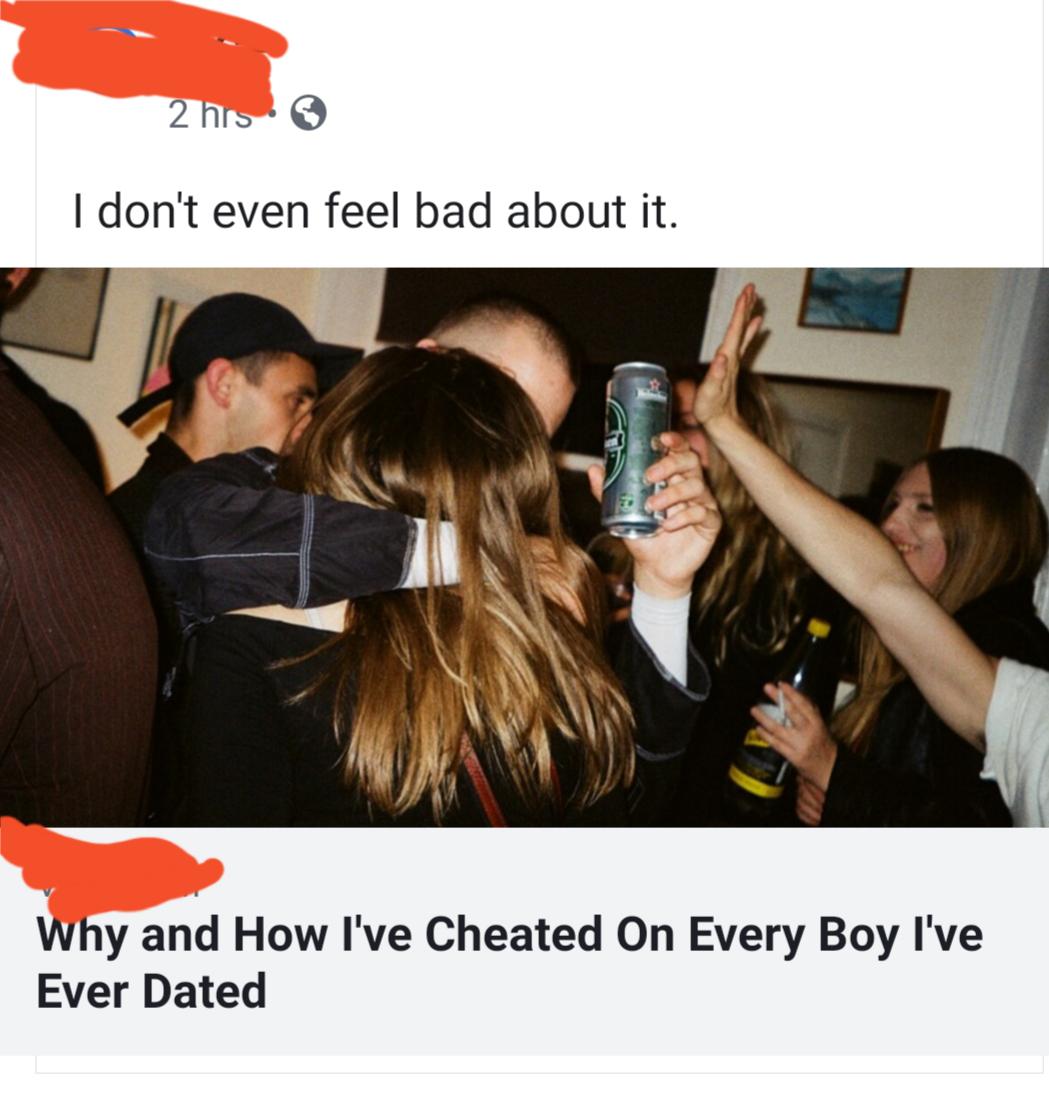 photo caption - 2 his I don't even feel bad about it. Why and How I've Cheated On Every Boy I've Ever Dated