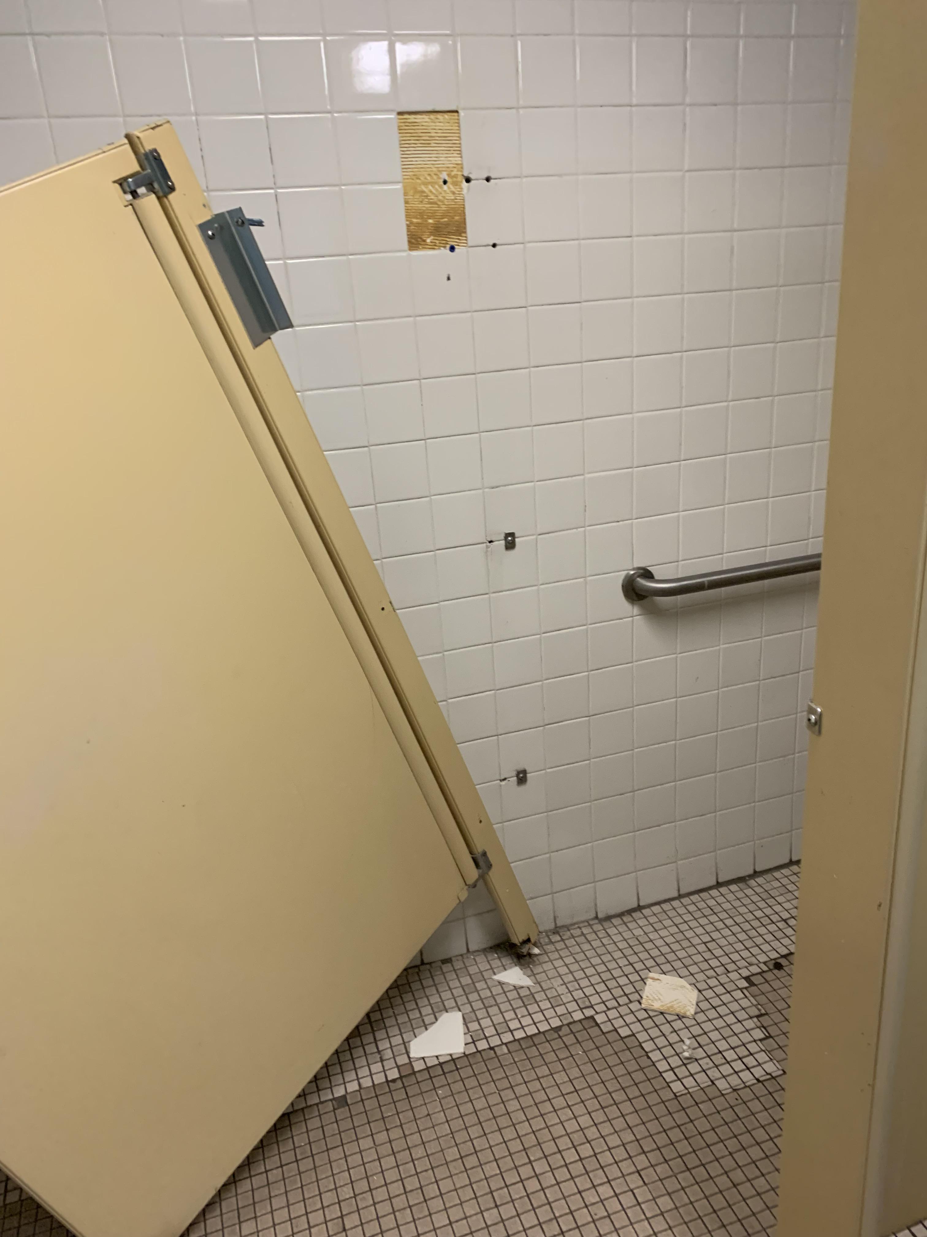 ripped off bathroom door