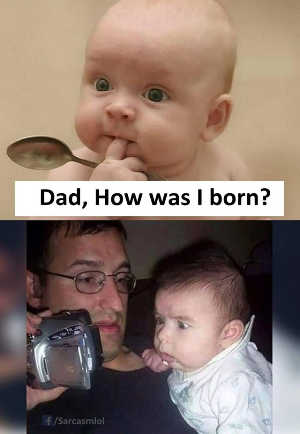 curious kid funny - Dad, How was I born? fSarcasmlol