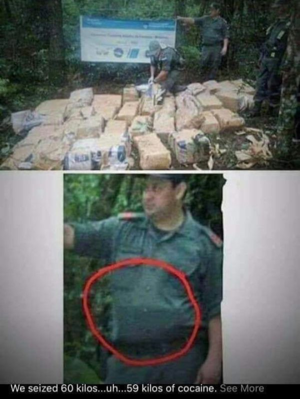 we ve seized 299 kilos of illegal narcotics - We seized 60 kilos...uh...59 kilos of cocaine. See More