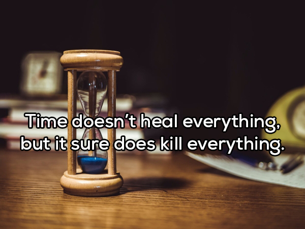 hourglass - Time doesn't heal everything, but it sure does kill everything.