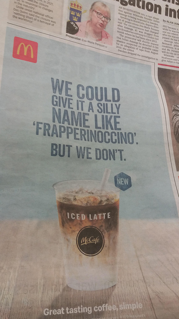 newspaper - bation in We Could Give It A Silly Name "Frapperinoccino But We Don'T New Iced Latte Great tasting coffee, simple