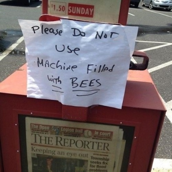 Humour - 1.50 Sunday Please Do Not use MAchine filled with Bees The Buen os Legion ball in court The Reporter Keeping an eye out Township Seeks fix for flood problems