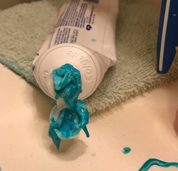 Roommate excess toothpaste