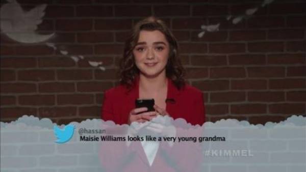 mean tweets avengers - Maisie Williams looks a very young grandma