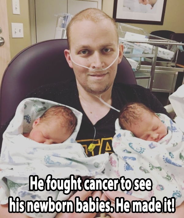 Photograph - He fought cancer to see his newborn babies. He made it!