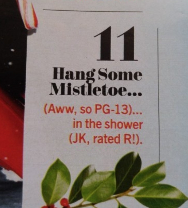 Hang Some Mistletoe... Aww, so Pg13... in the shower Jk, rated R!.