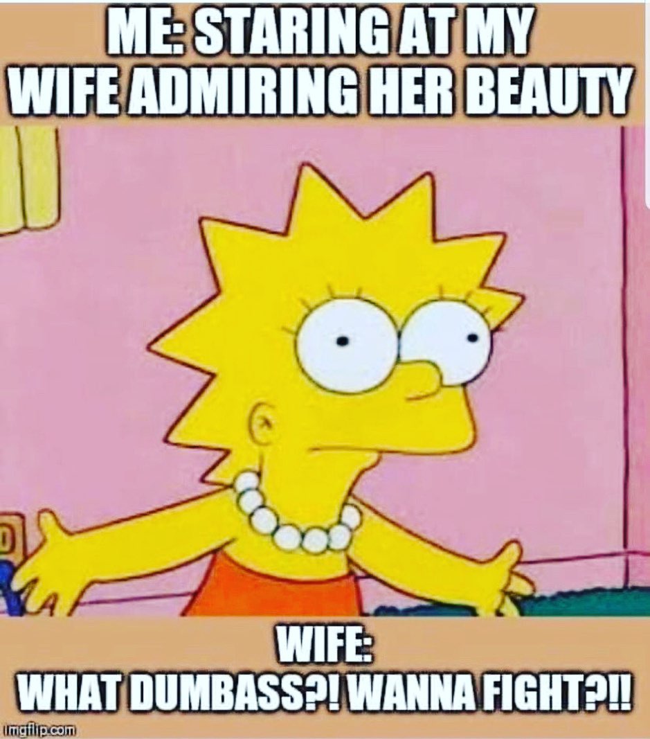 meme - Mestaring At My Wife Admiring Her Beauty Wife What Dumbass?! Wanna Fight?!! imgiilip.com
