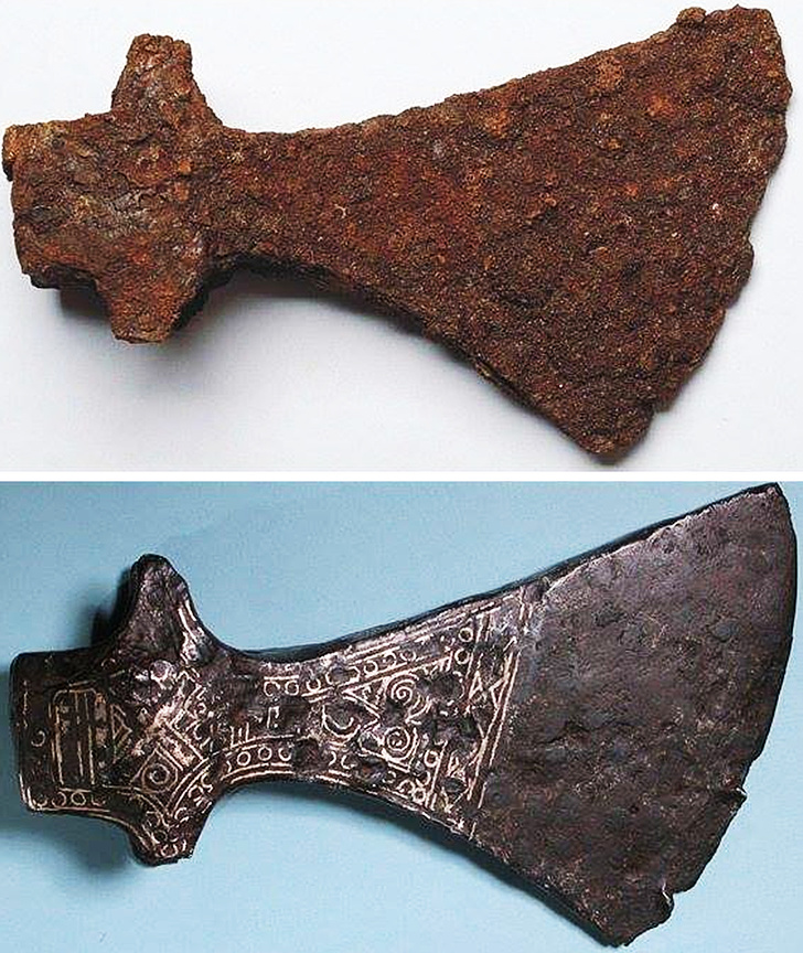 before and after old viking axe