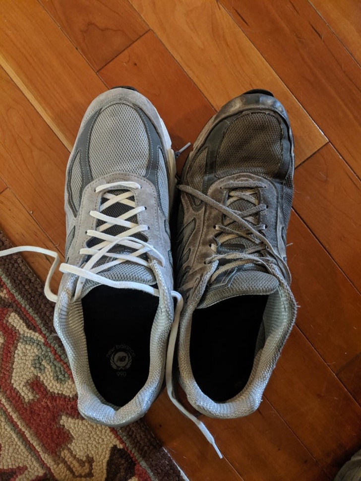 before and after sneakers