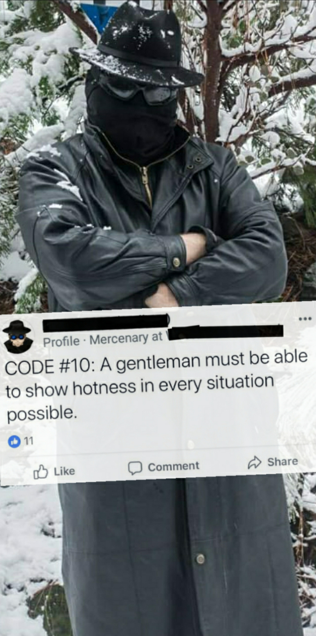 jacket - Profile Mercenary at Code A gentleman must be able to show hotness in every situation possible. 011 Comment A