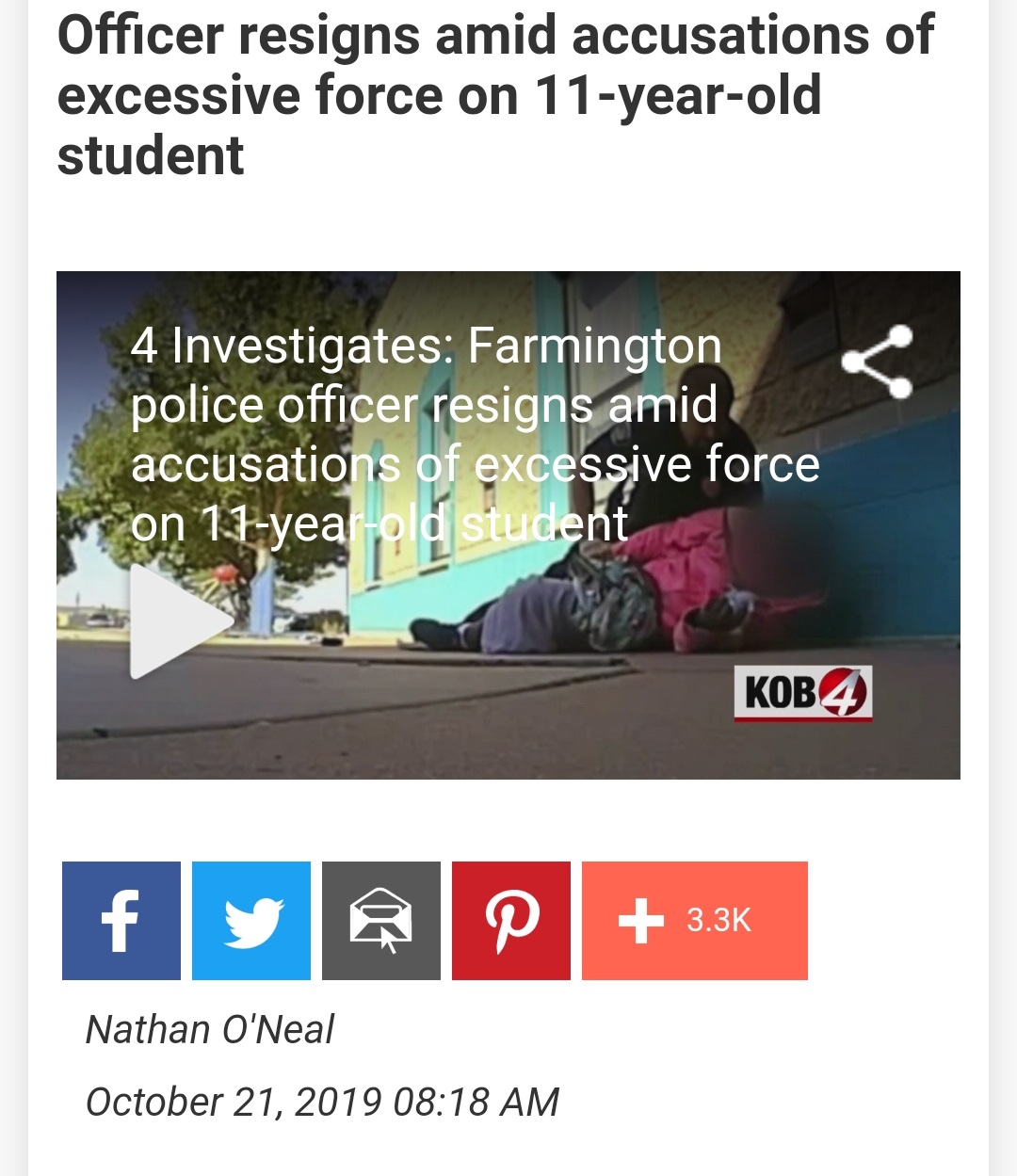 zoho - Officer resigns amid accusations of excessive force on 11yearold student 4 Investigates Farmington police officer resigns amid accusations of excessive force on 17yearold student KOB4 Nathan O'Neal