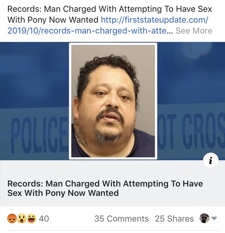 photo caption - Records Man Charged With Attempting To Have Sex With Pony Now Wanted 201910recordsmanchargedwithatte... See More Records Man Charged With Attempting To Have Sex With Pony Now Wanted . 40 35 25