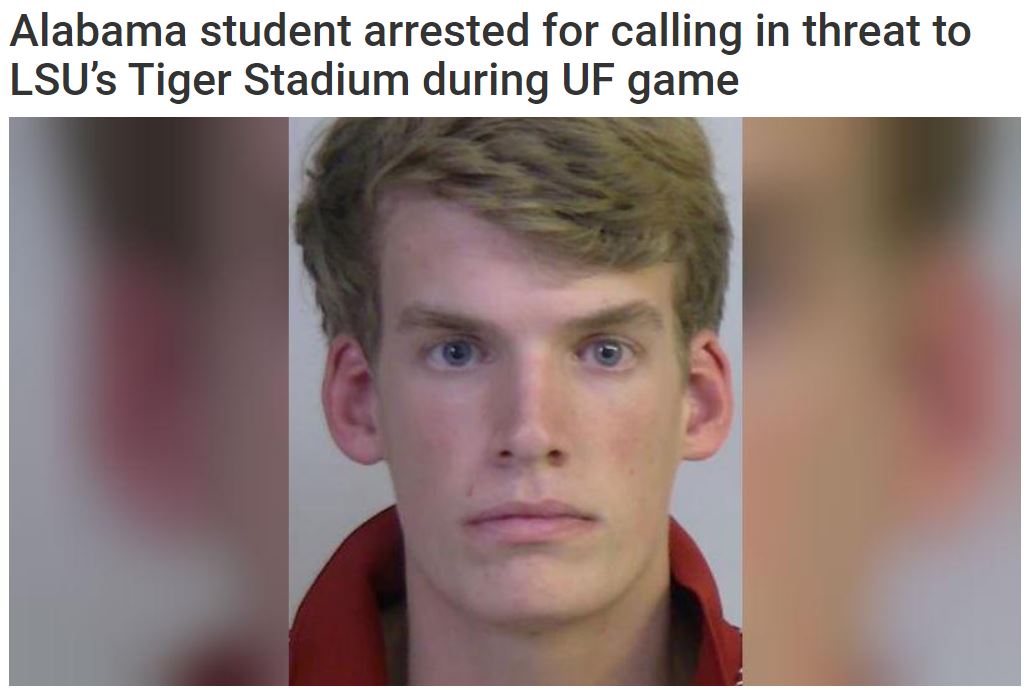 hairstyle - Alabama student arrested for calling in threat to Lsu's Tiger Stadium during Uf game