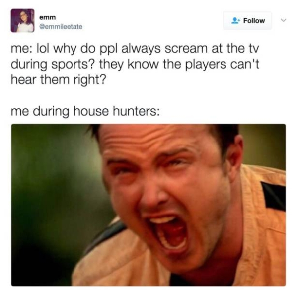 aaron paul screaming meme - emm me lol why do ppl always scream at the tv during sports? they know the players can't hear them right? me during house hunters