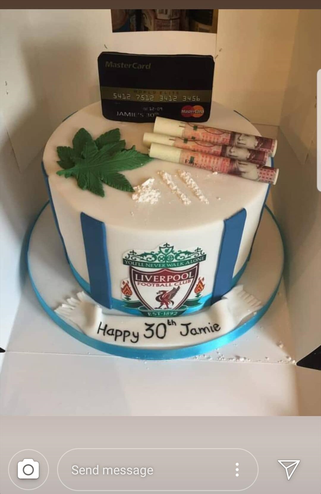 liverpool cake - MasterCard 5412 2512 4123456 2.0 Jamie'S 30 You'Ll Never Walk Liverpool Football Clo Est 1892 Happy 30 h Jamie Send message Send message V