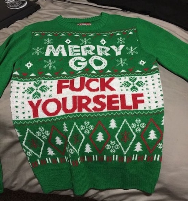 hate christmas sweaters - Merry w A Fuck Yourself wwwww