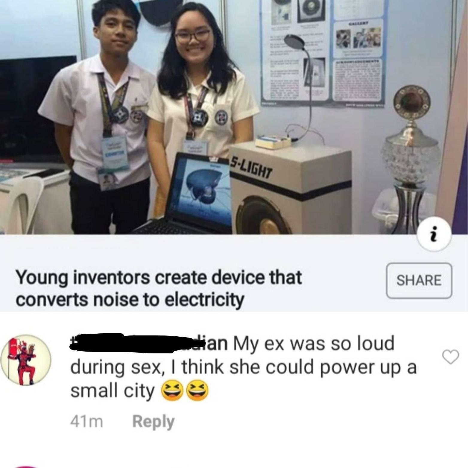 electronics - SLight Young inventors create device that converts noise to electricity v Jelian My ex was so loud during sex, I think she could power up a small city s 41m