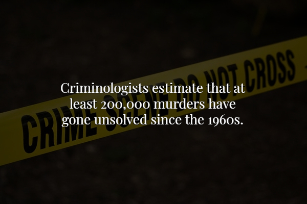 true crime cases - Wot Cross Criminologists estimate that at least 200,000 murders have gone unsolved since the 1960s.