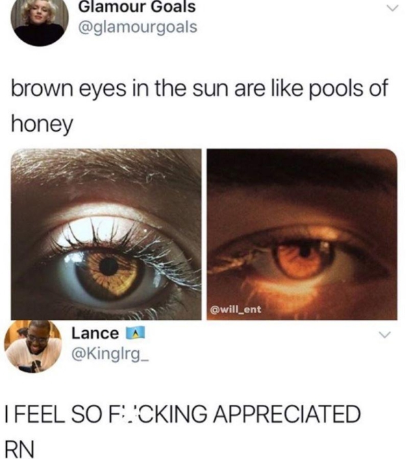 honey brown eyes - Glamour Goals brown eyes in the sun are pools of honey Lance A I Feel So E 'Cking Appreciated Rn