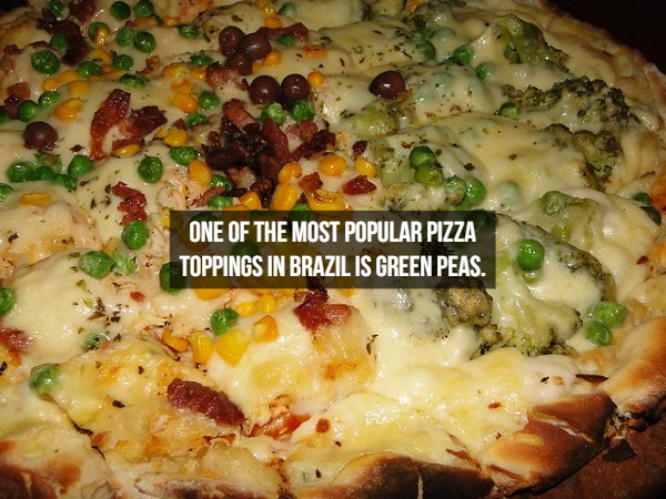 pizza cheese - One Of The Most Popular Pizza Toppings In Brazil Is Green Peas.