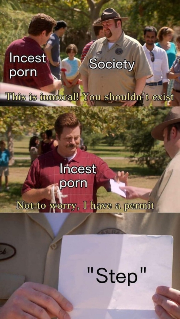 ron swanson permit - Incest porn Society This is immoral! You shouldn't exist Incest porn Not to worry. I have a permit "Step"
