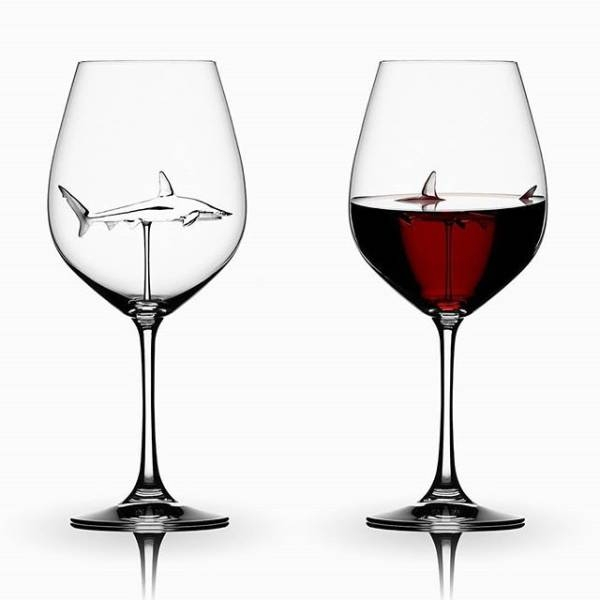 wine glass with shark