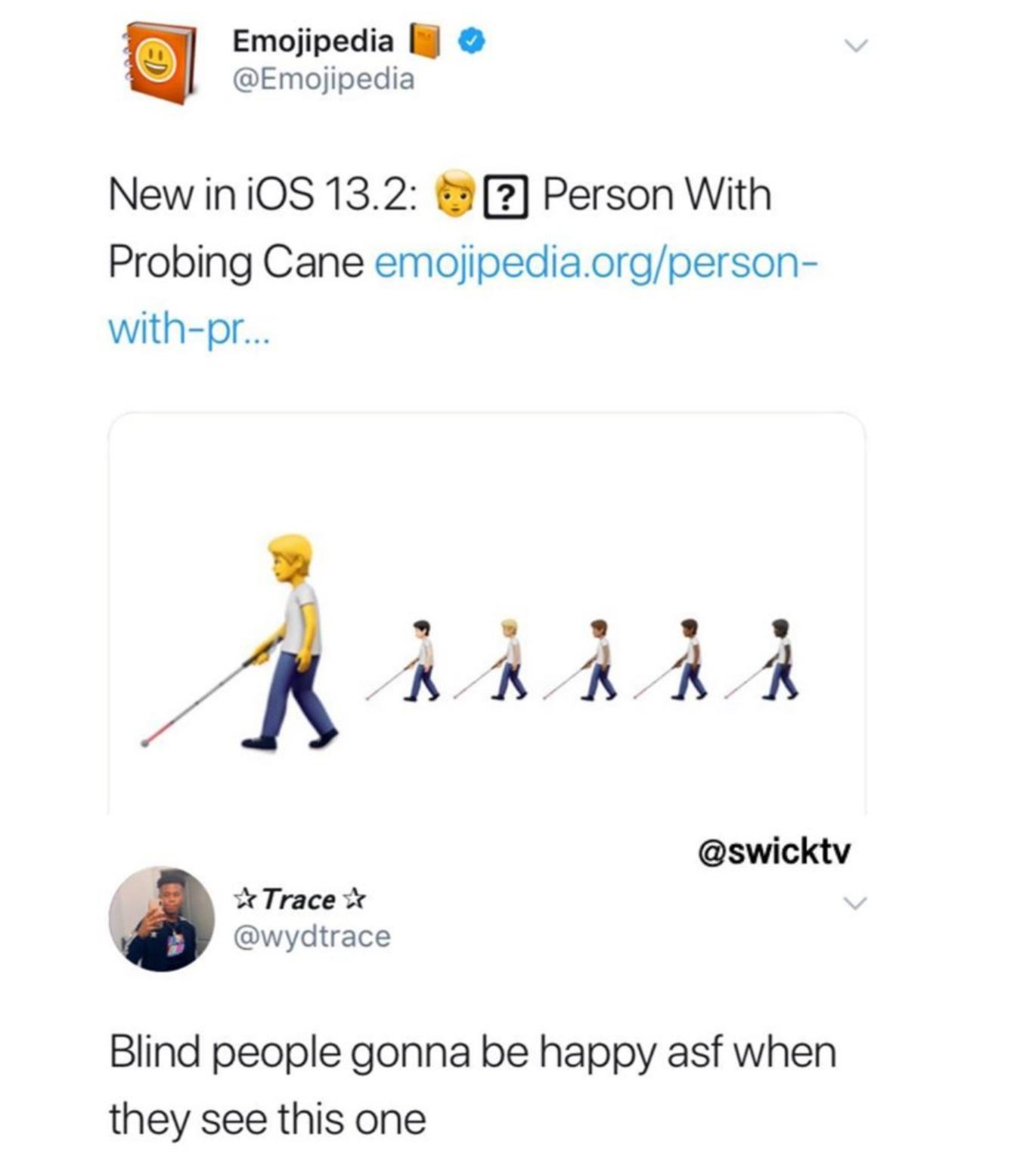 diagram - Emojipedia New in iOS 13.2 Person With Probing Cane emojipedia.orgperson withpr.. Trace Blind people gonna be happy asf when they see this one
