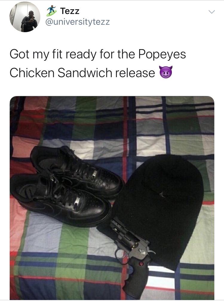 black twitter - Tezz Got my fit ready for the Popeyes Chicken Sandwich release