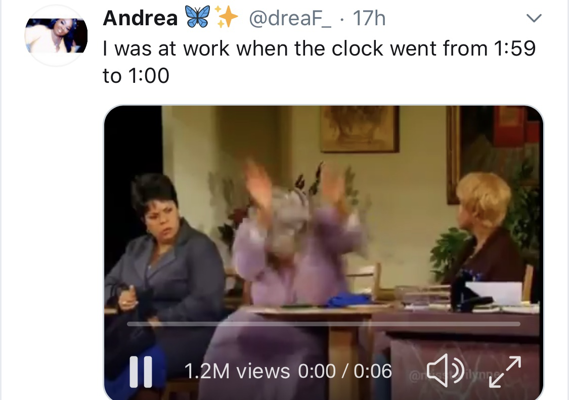 black twitter - Andrea X 17h I was at work when the clock went from to was at work 1.2M views