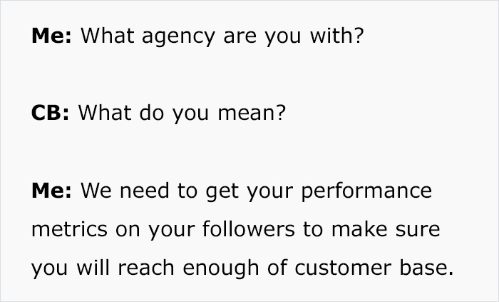 Energy - Me What agency are you with? Cb What do you mean? Me We need to get your performance metrics on your ers to make sure you will reach enough of customer base.