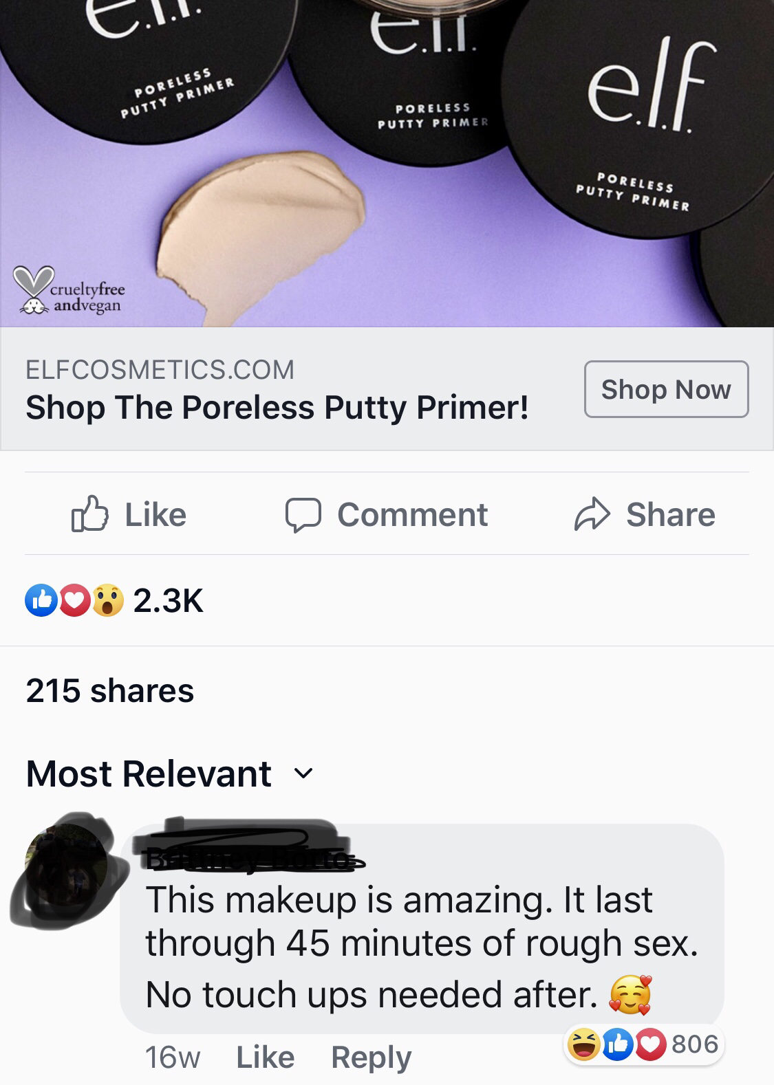 el. Eu curly free anden Elfcosmetics.Com Shop The Poreless Putty Primer! Shop Now Comment 00 215 Most Relevant This makeup is amazing. It last through 45 minutes of rough sex. No touch ups needed after. 16w 00806