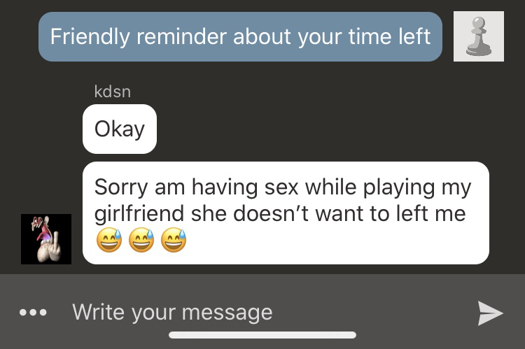 software - Friendly reminder about your time left kden Okay Sorry am having sex while playing my girlfriend she doesn't want to left me Am ... Write your message