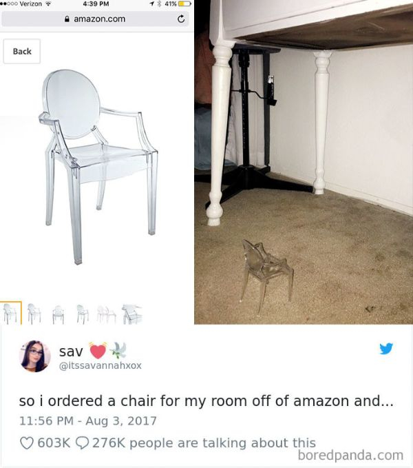 expectation vs reality online shopping fails chair - 2000 Verizon 1 41% D amazon.com Back sav so i ordered a chair for my room off of amazon and... Q people are talking about this boredpanda.com