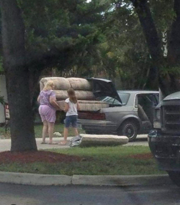 wtf sofa trying to fit in car