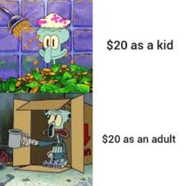 spare coochie meme - un $20 as a kid $20 as an adult