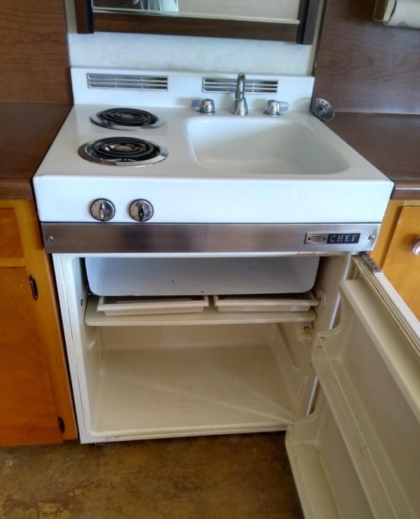 chef mini fridge stove sink
