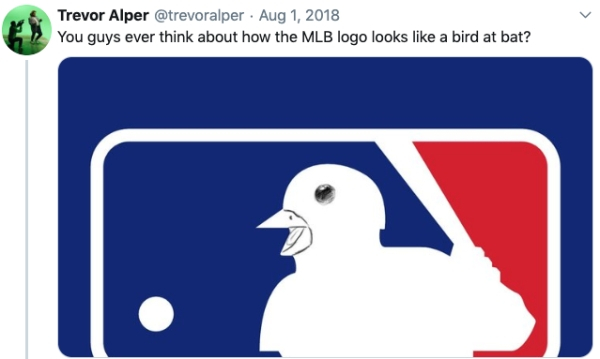 mlb logo - Trevor Alper You guys ever think about how the Mlb logo looks a bird at bat? h !