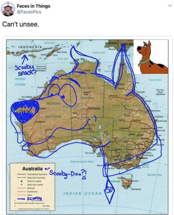 scooby doo australia - Faces in Things Can't unsee. Indonesia East Timor KupangTimor Timor S Ara Saa Scooby shock? Indian Coral Sea Ocean Northern Tema on the Mounts Territory Western Queensland Queensland Australia Duman Toowo Australia Kewa South Wale G