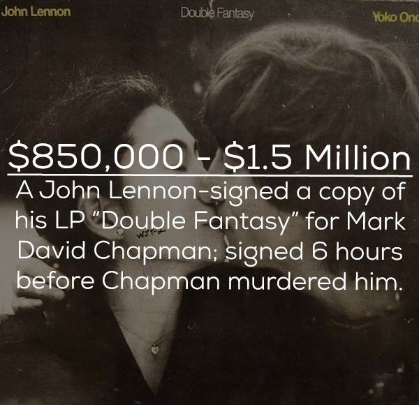 monochrome photography - John Lennon Double Fantasy Yoko Onc $850,000 $1.5 Million ' A John Lennonsigned a copy of his Lp "Double Fantasy" for Mark David Chapman; signed 6 hours before Chapman murdered him.