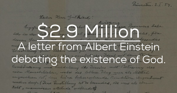 handwriting - Princeton. 3. I.54. Laeber Herr Guthand! Beouwers habe dessen Send $2.9 Million A letter from Albert Einstein debating the existence of God.